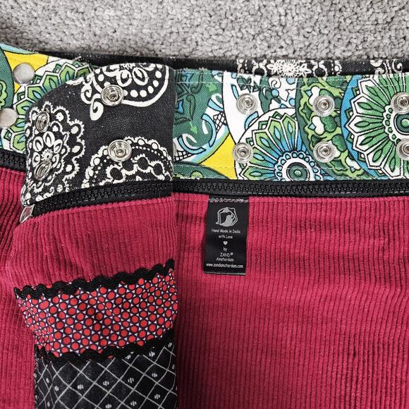 Zand Amsterdam Mini Skirt Womens OS Maroon Corduroy Reversible W Purse Boho - Picture 9 of 14